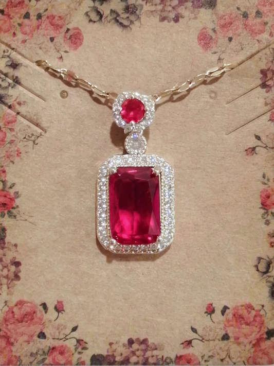 18K Gold Plated Titanium Steel Red Bottle Necklace