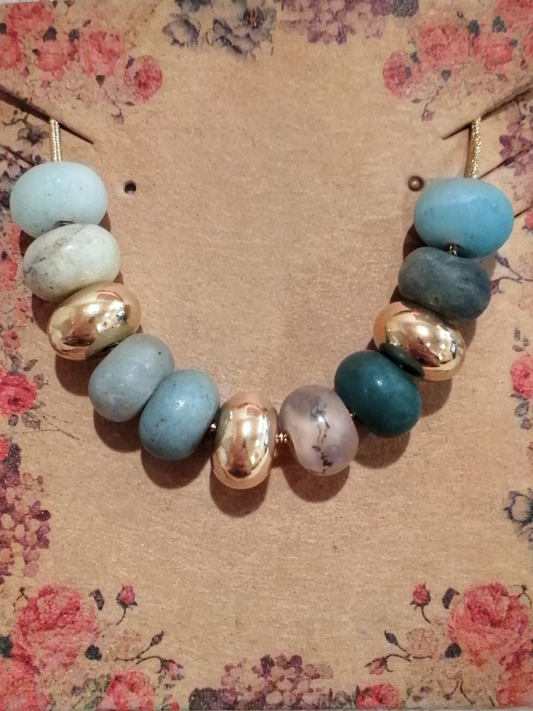 18K Gold Plated Stainless Steel Retro Bead Necklace
